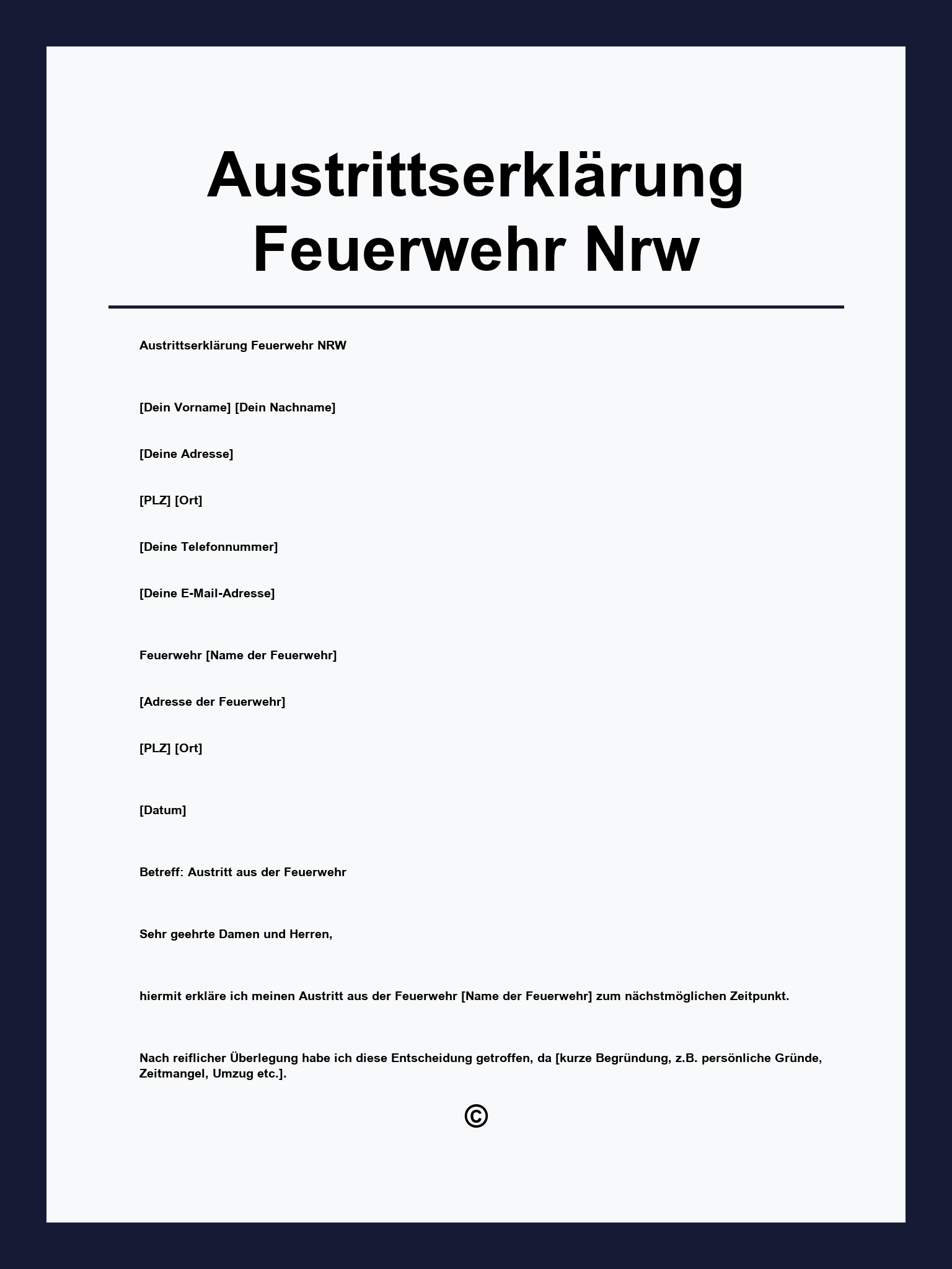 Austrittserklärung Feuerwehr Nrw