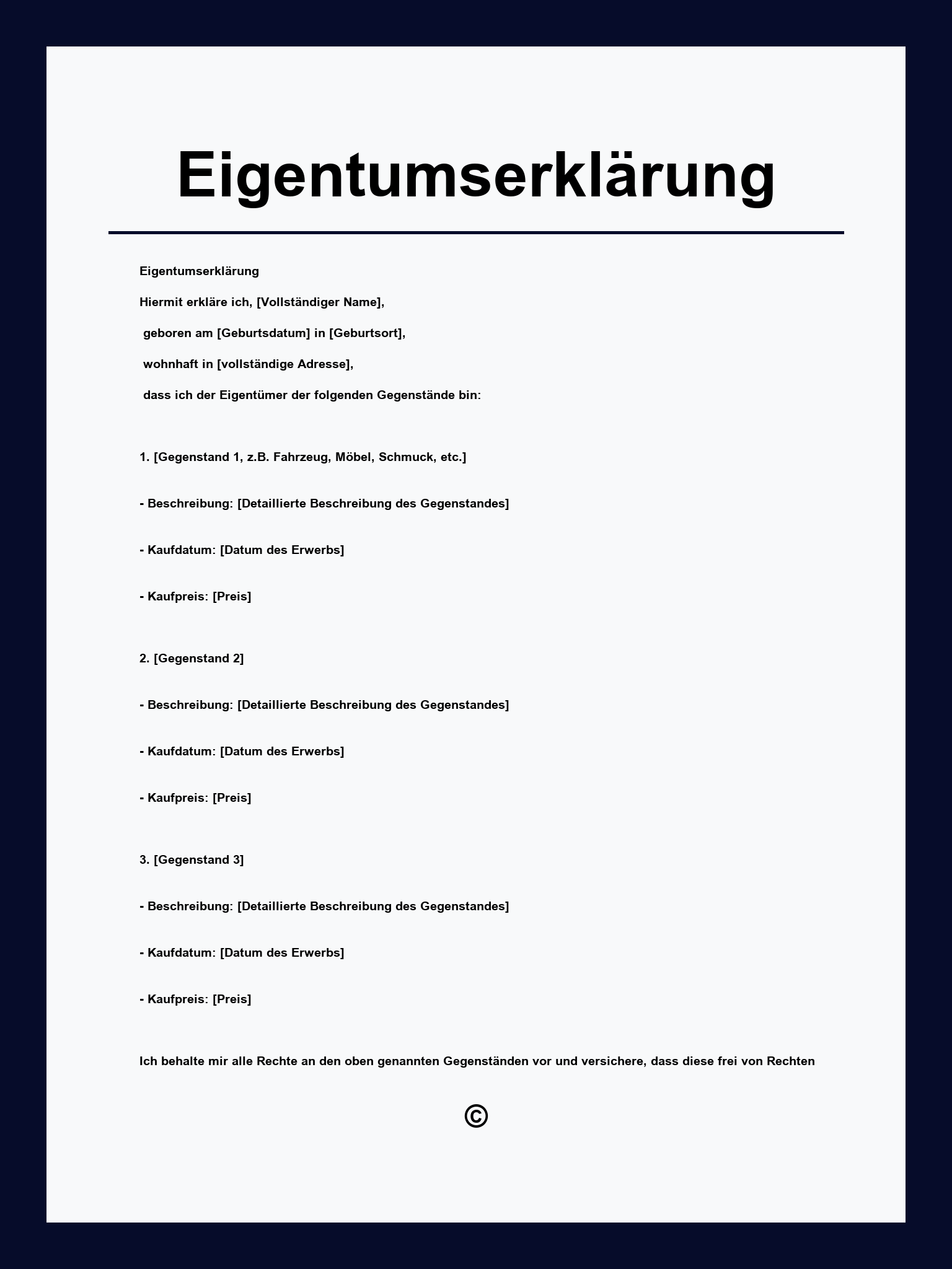 Eigentumserklärung
