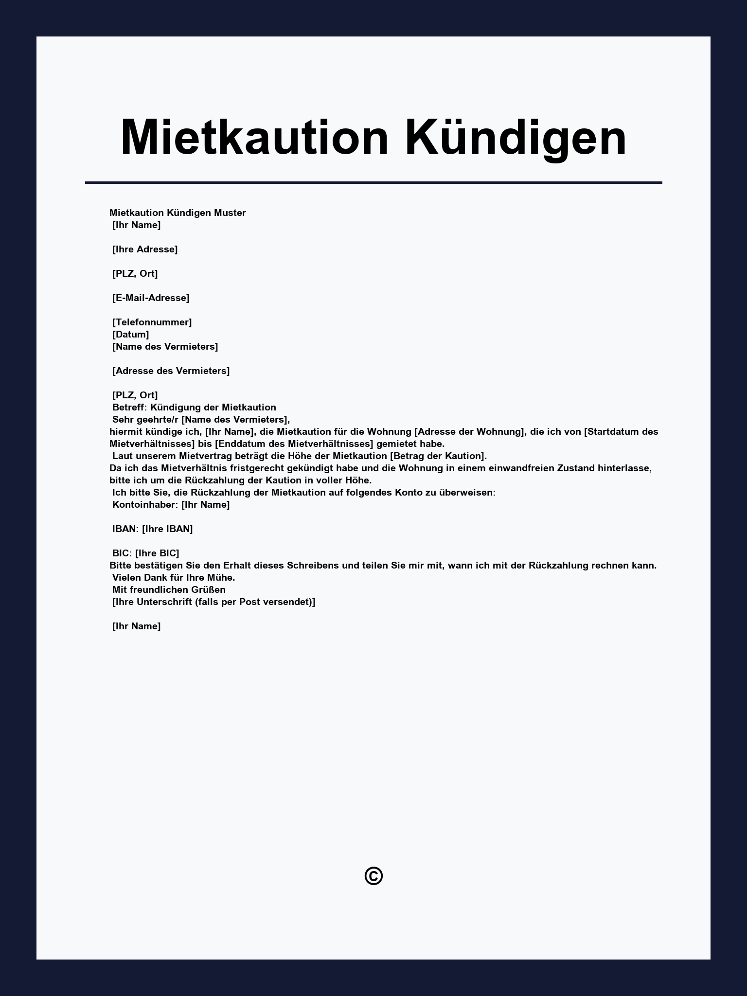 Mietkaution Kündigen Vorlage