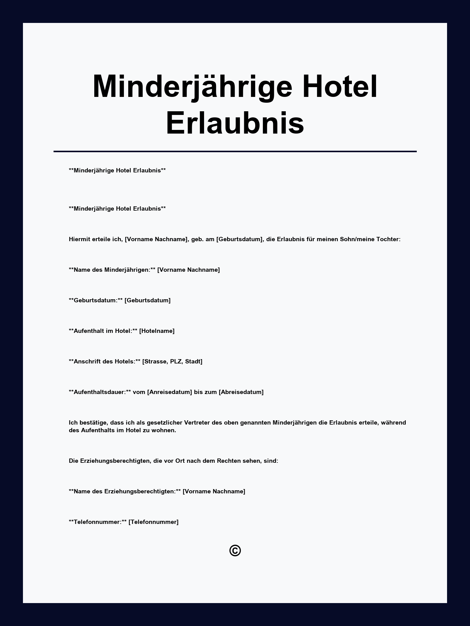 Minderjährige Hotel Erlaubnis