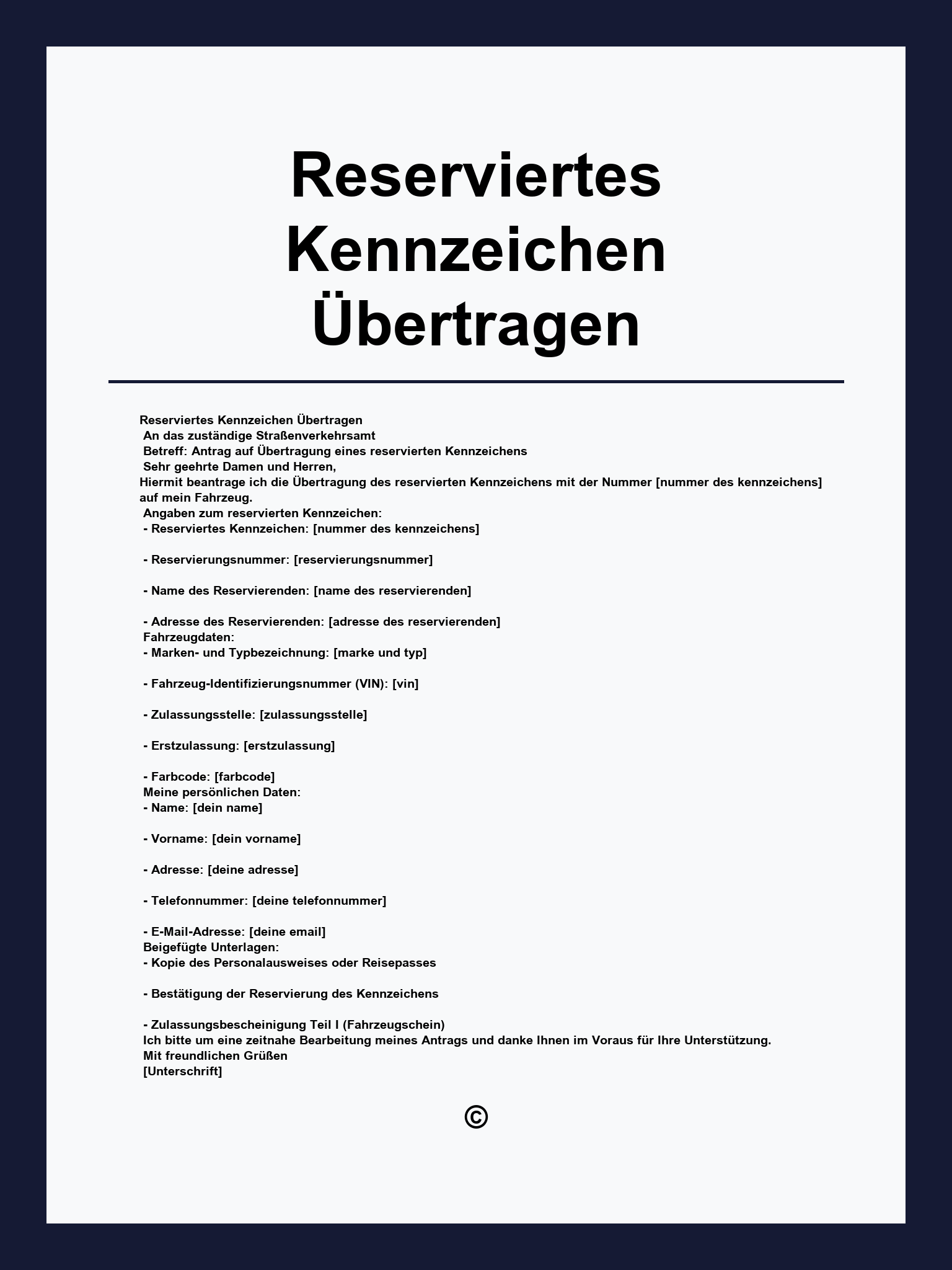 Wo Finde Ich Mein Reserviertes Kennzeichen Reserviertes Kennzeichen Übertragen Vorlage