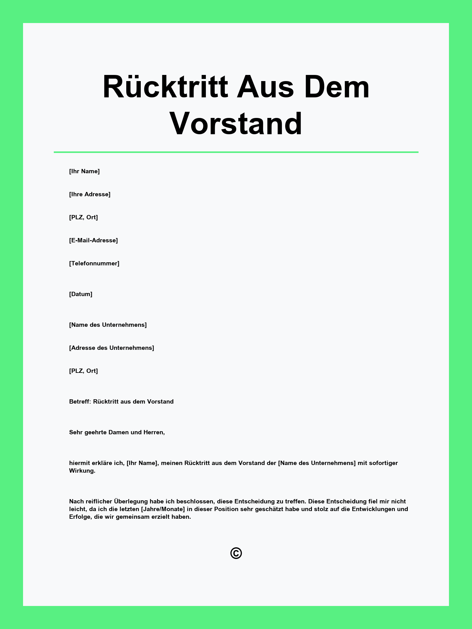 Rücktritt Aus Dem Vorstand Muster